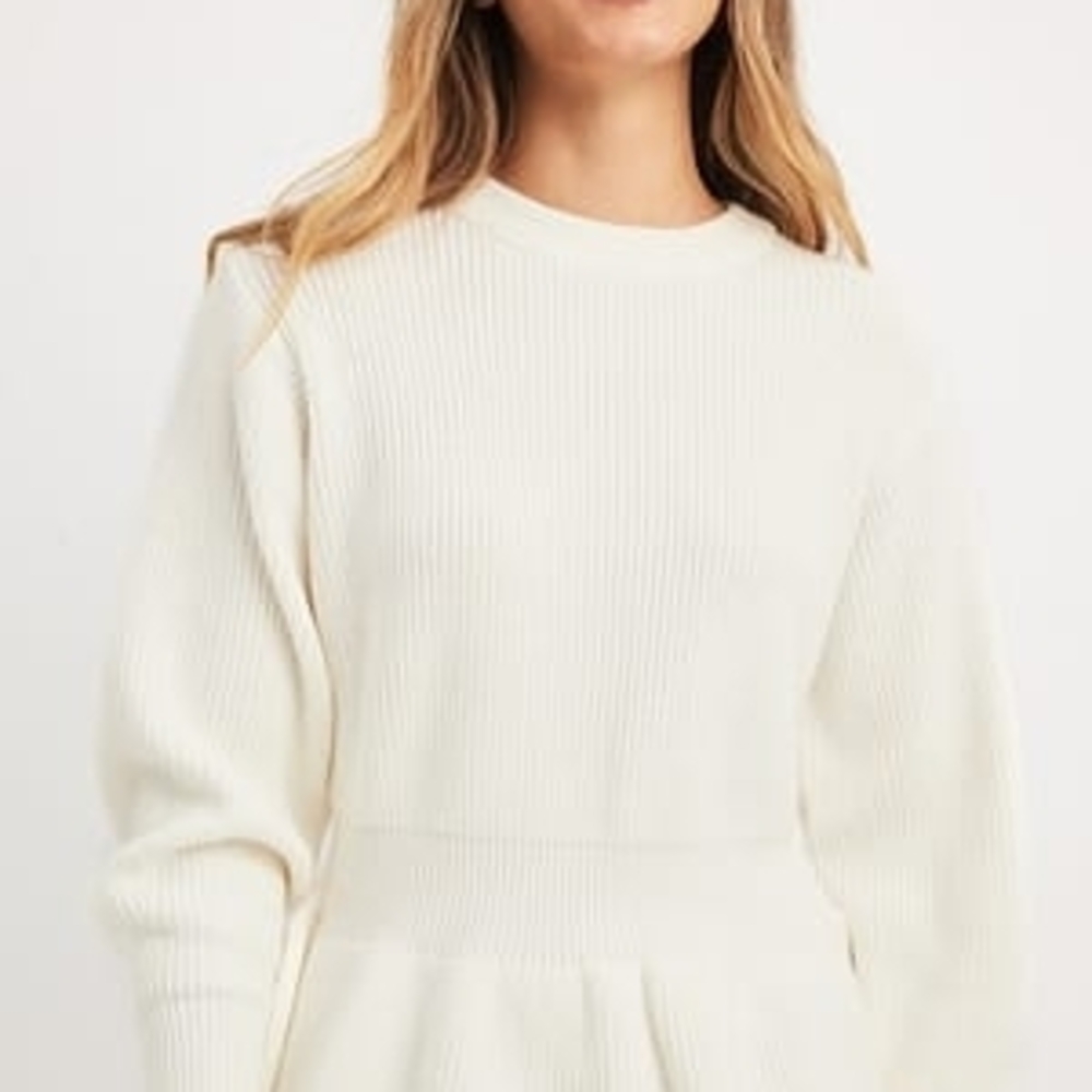 NA-KD Knitted Peplum Sweater Size S